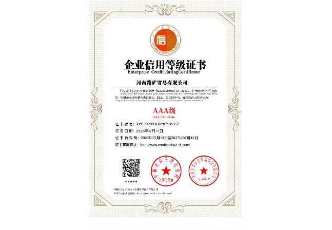 Enterprise Credit Rating Certificate – AAA Grade
